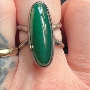 Vintage Sterling silver green onyx ring